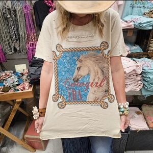 RB24 A Rare Bird Cowgirl Era Tattered T-Shirt